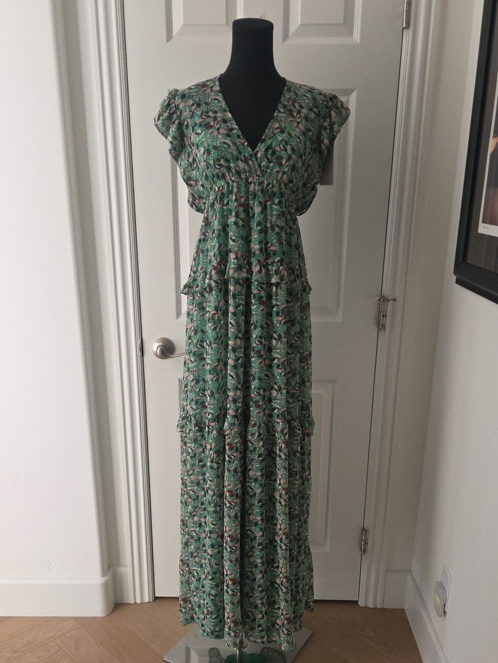ba&sh Green Floral Samanta Maxi Dress. NWT Size 0